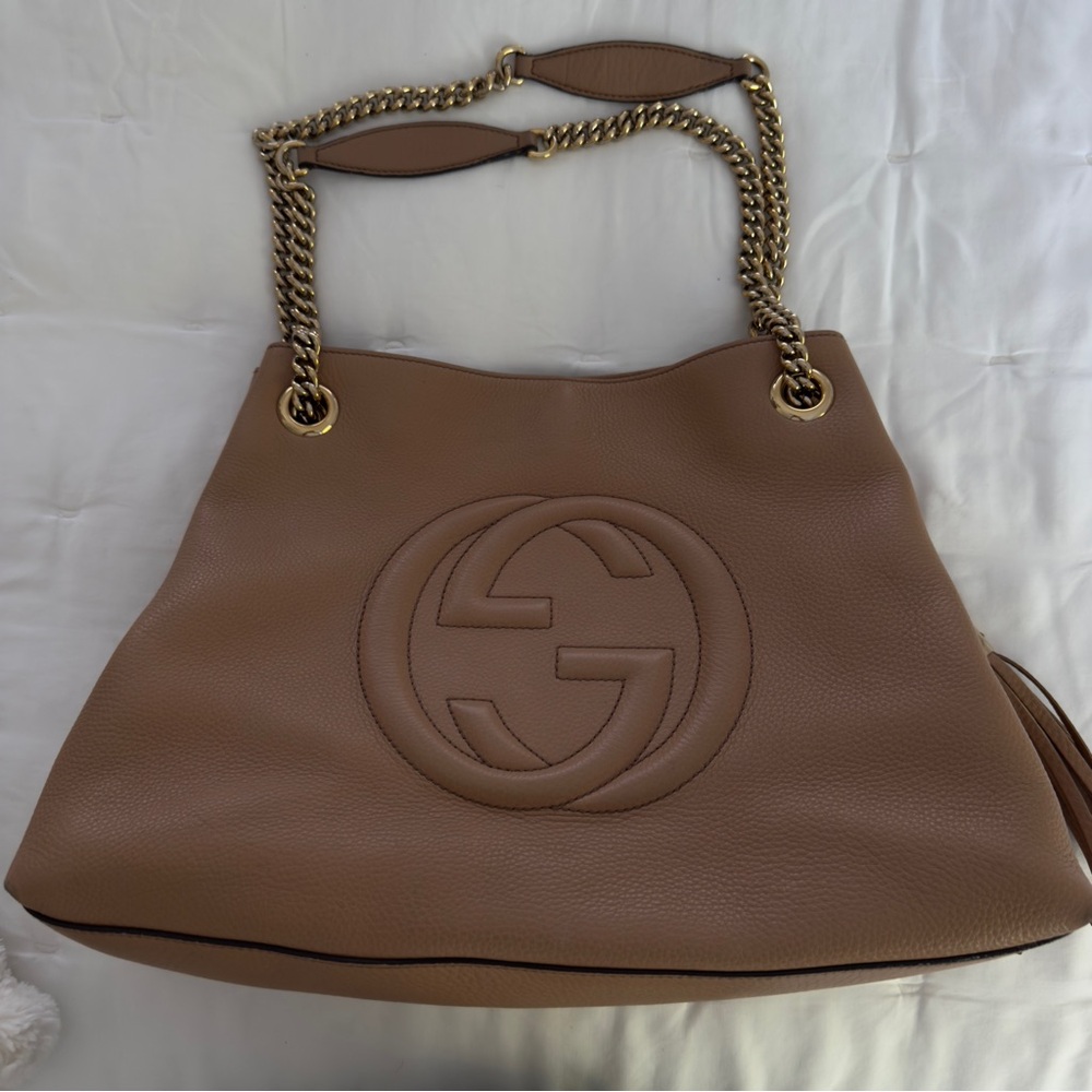 Gucci Tan Leather Shoulder Bag vintage